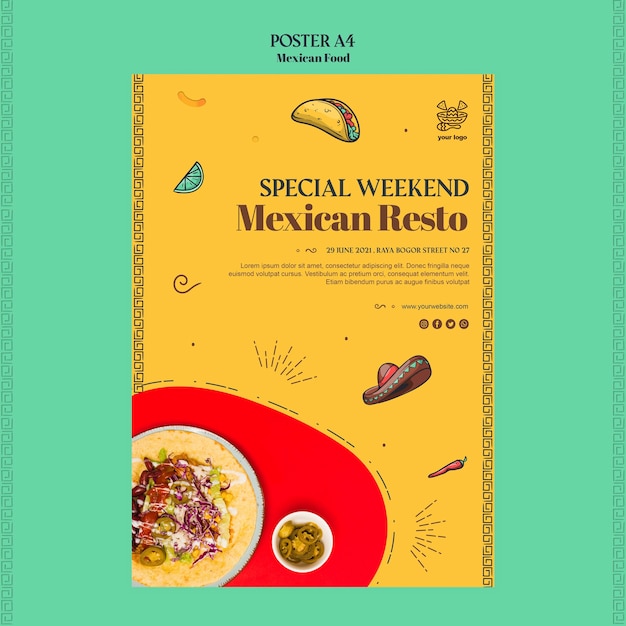 Bezpłatny plik PSD szablon plakat meksykańskie jedzenie