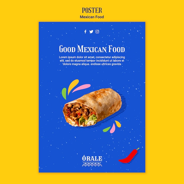 Bezpłatny plik PSD szablon plakat meksykańskie jedzenie