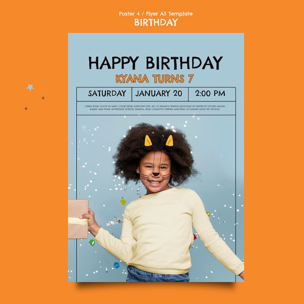 Bezpłatny plik PSD szablon plakat obchody urodzin