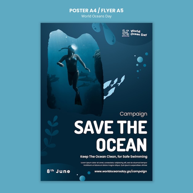 Szablon Plakat światowy Dzień Oceanu