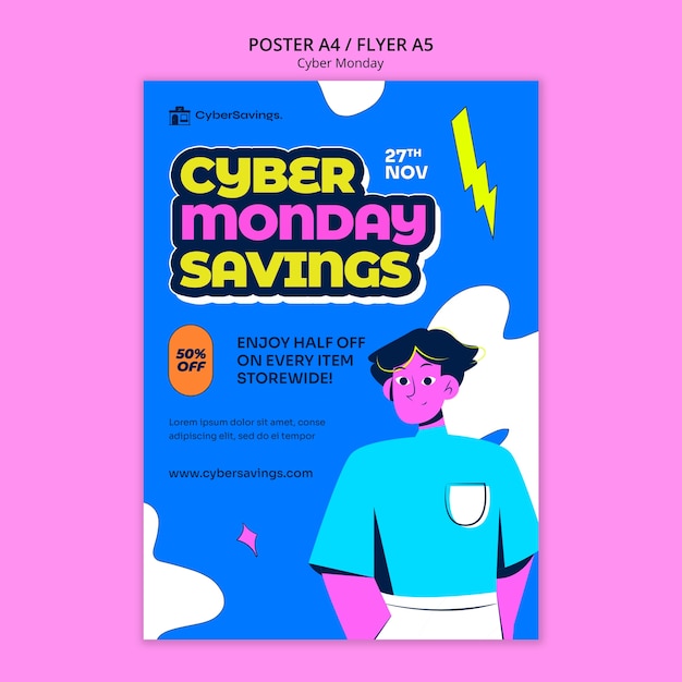 Bezpłatny plik PSD szablon plakatów cyber monday