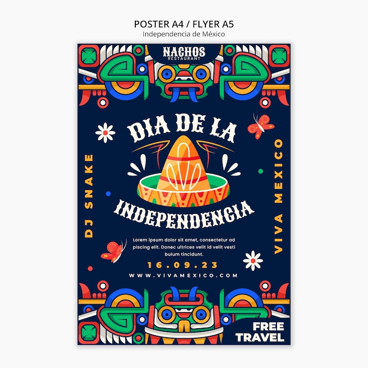 Bezpłatny plik PSD szablon plakatów independencia de méxico