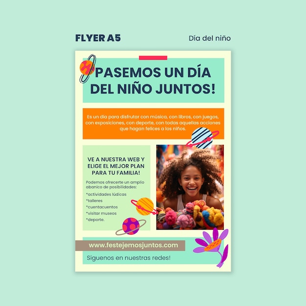 Bezpłatny plik PSD szablon plakatów na świętowanie dia del nino