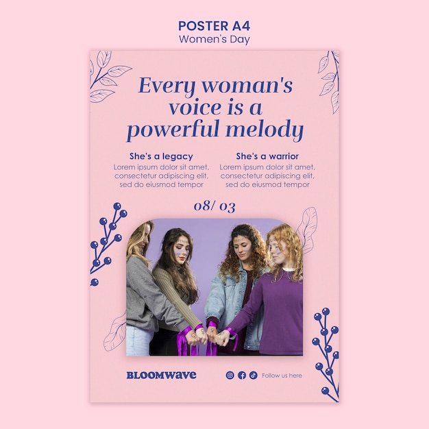 Bezpłatny plik PSD szablon plakatów na świętowanie dnia kobiet
