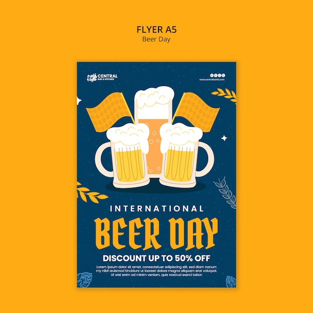 Bezpłatny plik PSD szablon plakatów na świętowanie dnia piwa