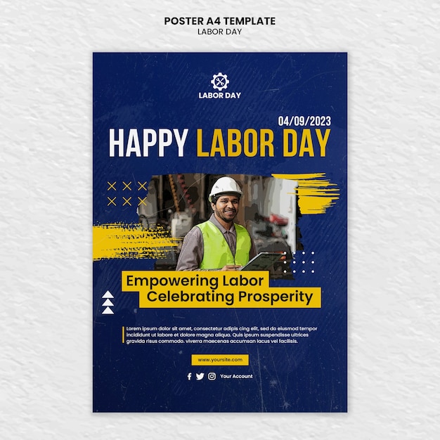 Bezpłatny plik PSD szablon plakatów z okazji dnia pracy