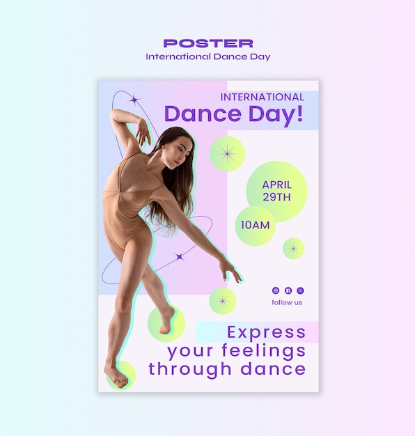 Bezpłatny plik PSD szablon plakatów z okazji międzynarodowego dnia tańca