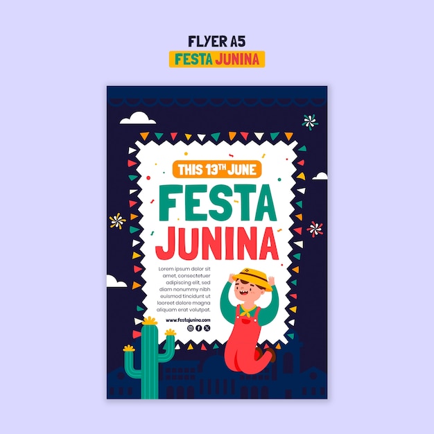 Bezpłatny plik PSD szablon plakatów z uroczystości festa junina
