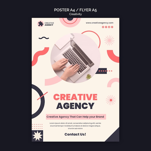 Bezpłatny plik PSD szablon plakatu agencji kreatywności