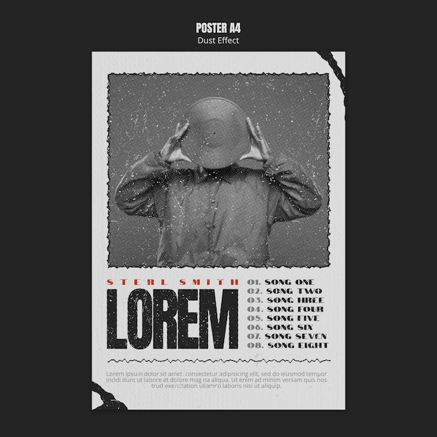 Szablon plakatu albumu muzycznego z efektem kurzu