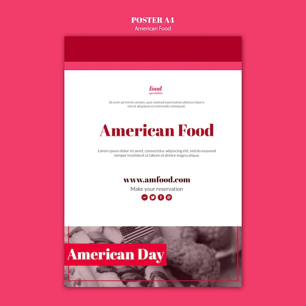 Bezpłatny plik PSD szablon plakatu amerykańskie jedzenie