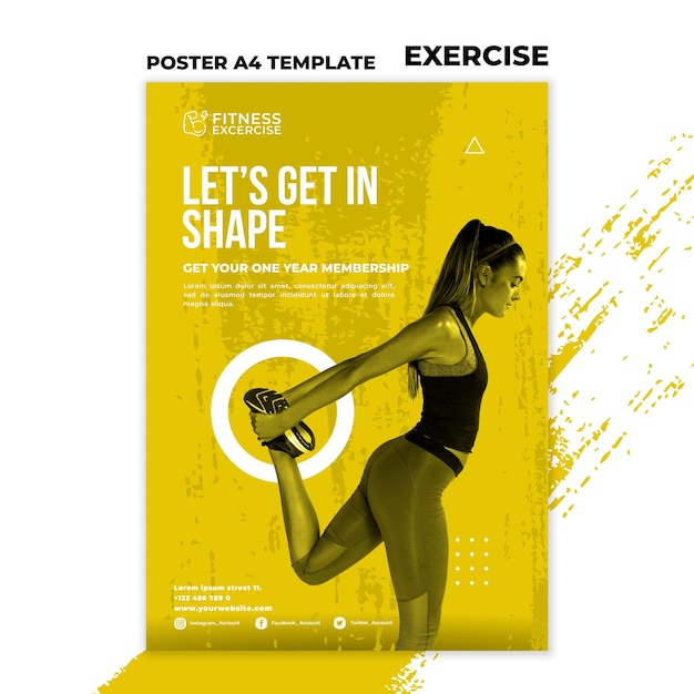 Szablon Plakatu ćwiczeń Fitness