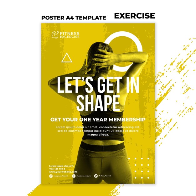 Szablon plakatu ćwiczeń fitness