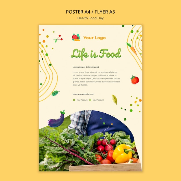 Bezpłatny plik PSD szablon plakatu dnia zdrowej żywności