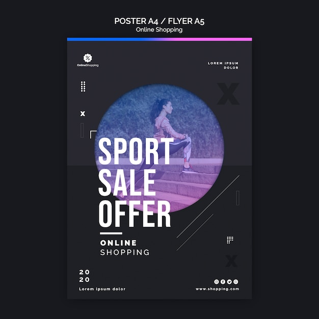 Szablon plakatu do zakupów sportowych w Internecie