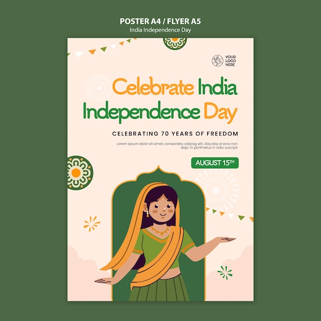 Bezpłatny plik PSD szablon plakatu dzień niepodległości indii
