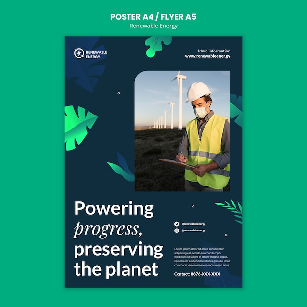 Bezpłatny plik PSD szablon plakatu energii odnawialnej