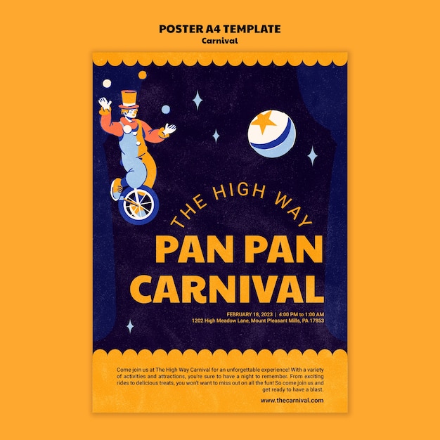 Bezpłatny plik PSD szablon plakatu festiwalu karnawałowego