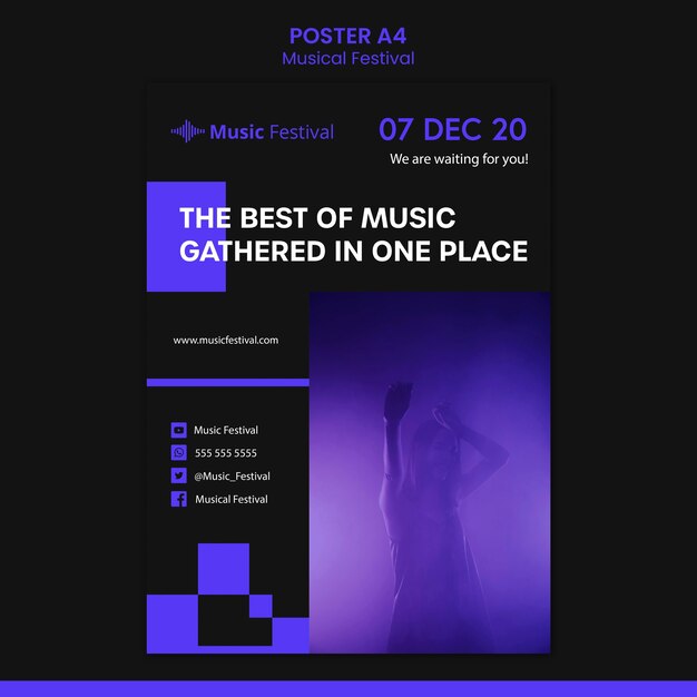 Szablon plakatu festiwalu muzyki