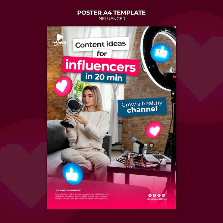 Bezpłatny plik PSD szablon plakatu influencer ze zdjęciem