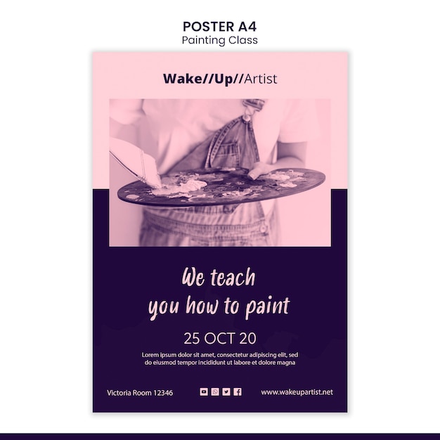Bezpłatny plik PSD szablon plakatu klasy malarstwa