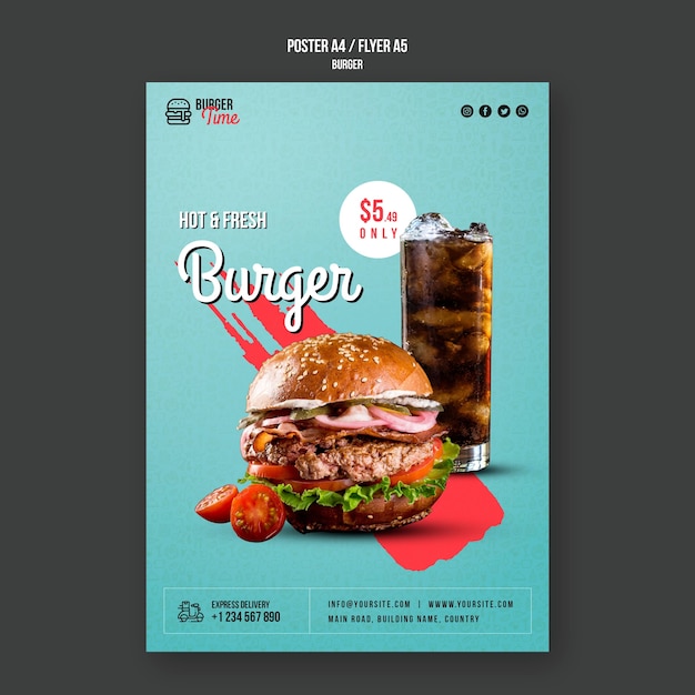 Szablon plakatu koncepcja burger