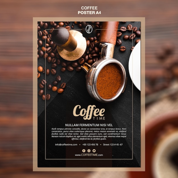 Bezpłatny plik PSD szablon plakatu koncepcja kawy