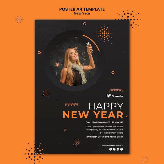 Bezpłatny plik PSD szablon plakatu koncepcja nowego roku