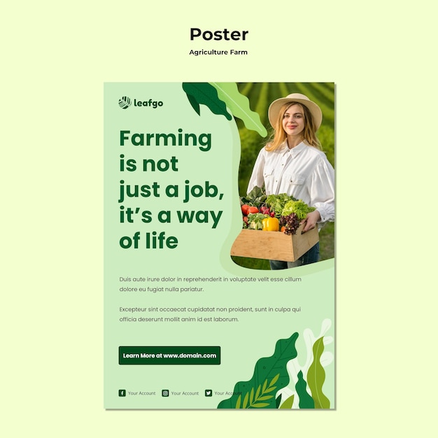 Bezpłatny plik PSD szablon plakatu koncepcja rolnictwa rolnictwa