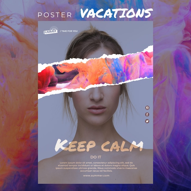 Bezpłatny plik PSD szablon plakatu koncepcja wakacje