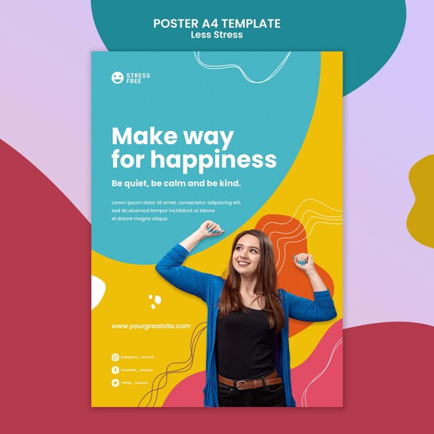 Szablon plakatu koncepcji mniej stresu
