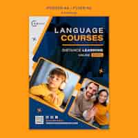 Bezpłatny plik PSD szablon plakatu kursów językowych
