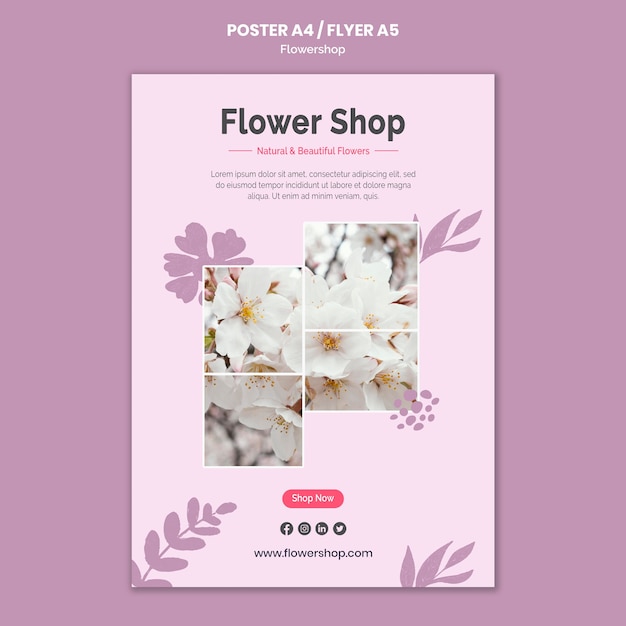 Bezpłatny plik PSD szablon plakatu kwiaciarni