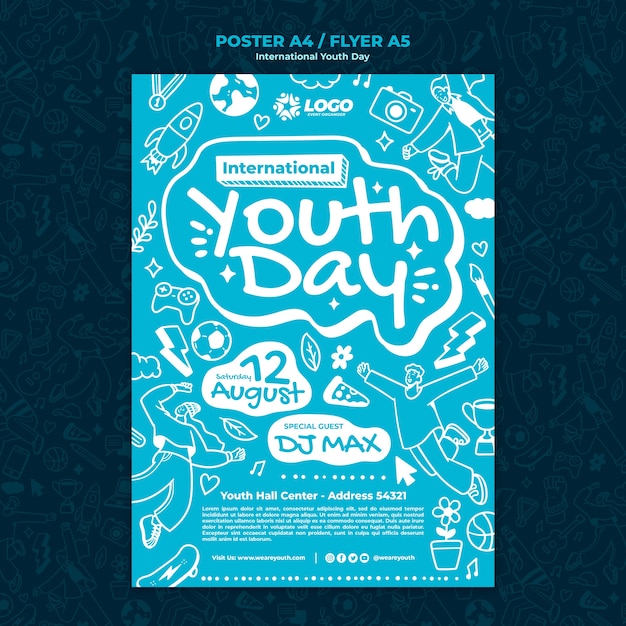 Bezpłatny plik PSD szablon plakatu międzynarodowego dnia młodzieży