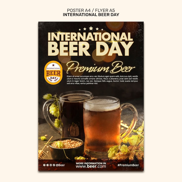 Bezpłatny plik PSD szablon plakatu międzynarodowego dnia piwa