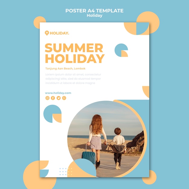 Bezpłatny plik PSD szablon plakatu na letnie wakacje