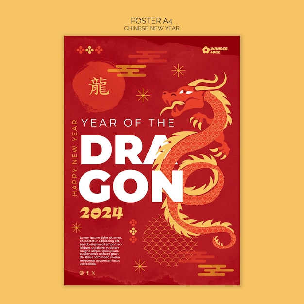 Szablon plakatu na świętowanie chińskiego Nowego Roku