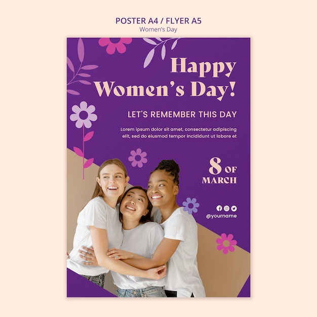 Bezpłatny plik PSD szablon plakatu obchodów dnia kobiet