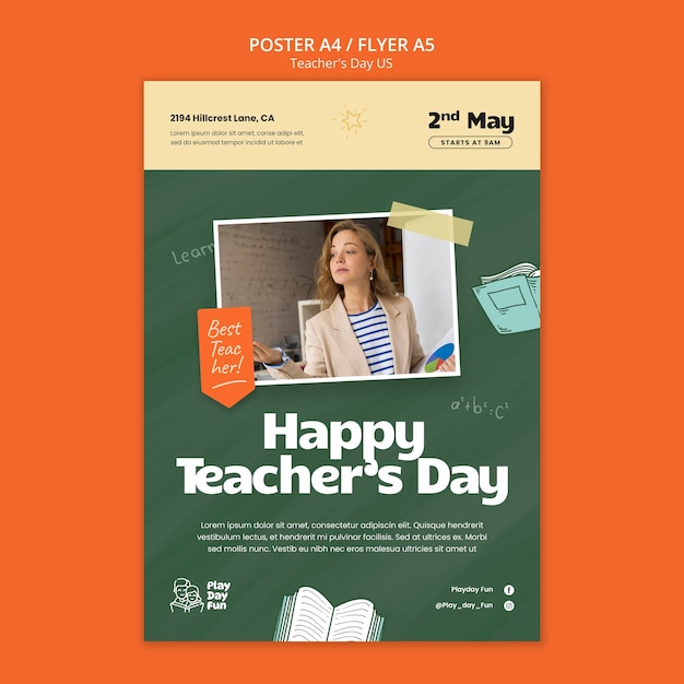 Bezpłatny plik PSD szablon plakatu obchodów dnia nauczyciela