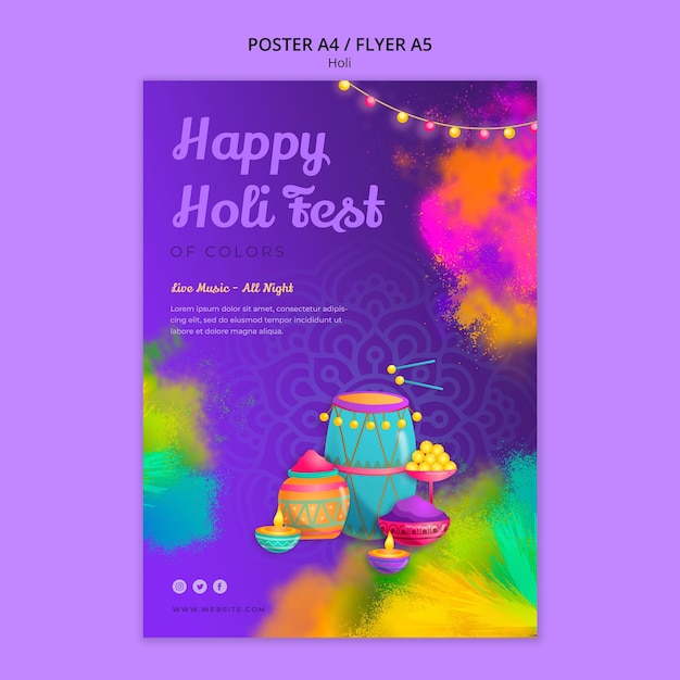 Szablon plakatu obchodów festiwalu Holi