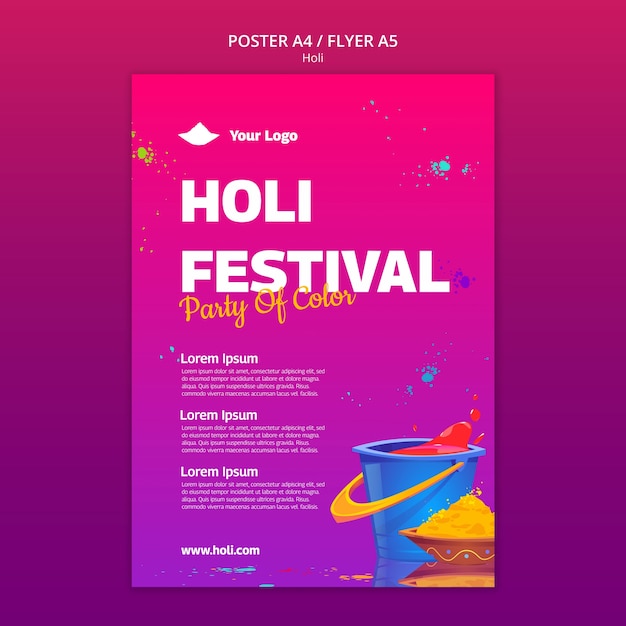 Bezpłatny plik PSD szablon plakatu obchodów festiwalu holi