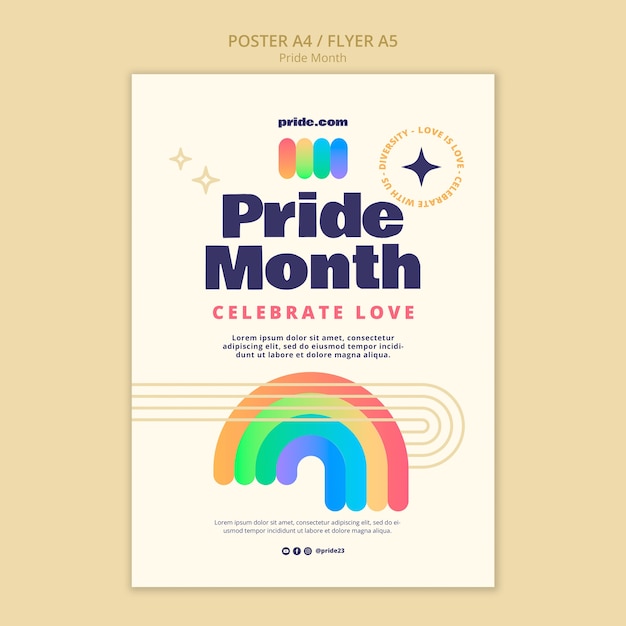 Bezpłatny plik PSD szablon plakatu obchodów miesiąca dumy