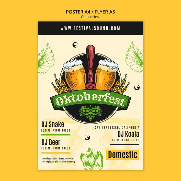 Bezpłatny plik PSD szablon plakatu obchodów oktoberfest