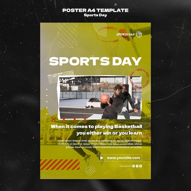 Bezpłatny plik PSD szablon plakatu pionowego dnia sportu
