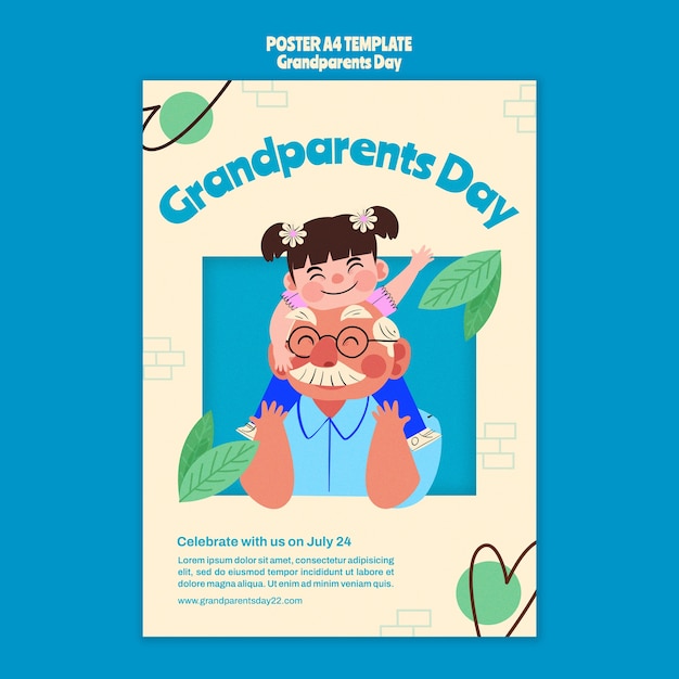 Bezpłatny plik PSD szablon plakatu pionowego na dzień babci i dziadka z organicznym wzorem