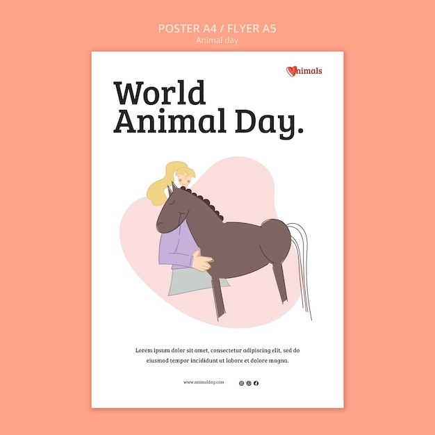 Bezpłatny plik PSD szablon plakatu pionowego światowego dnia zwierząt