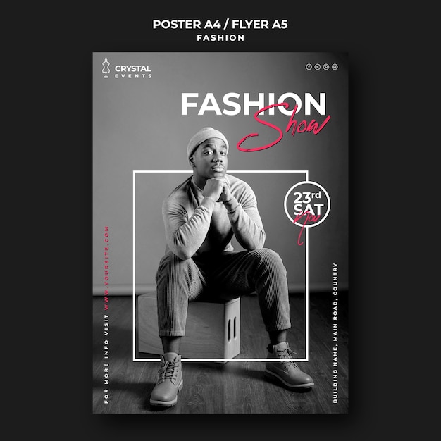 Bezpłatny plik PSD szablon plakatu pokazu mody