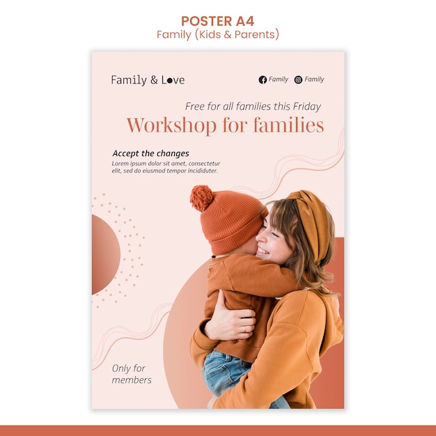 Bezpłatny plik PSD szablon plakatu projektu rodziny