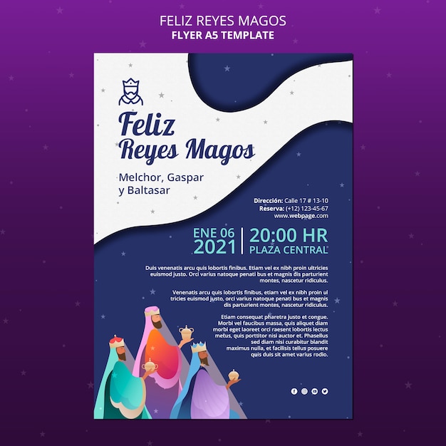 Szablon Plakatu Reklamowego Feliz Reyes Magos