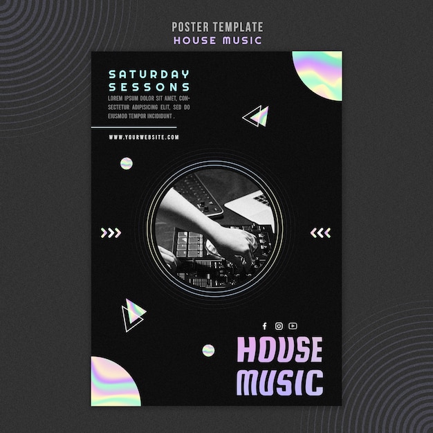 Bezpłatny plik PSD szablon plakatu reklamy muzyki house